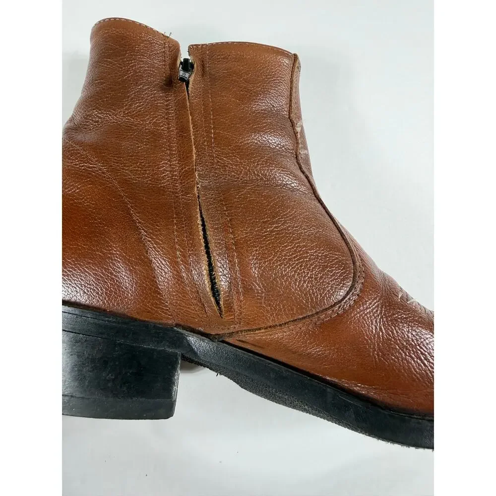 Laredo Fletcher Brown Leather Western Boots Men’s Size 8.5 Made in USA Vintage
